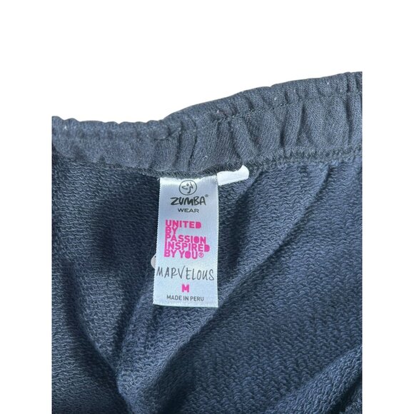 ZUMBA Wear Sweatpants Black Drawstring Joggers Women's Sz M Dance Workout Heart - Picture 7 of 10